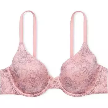 Victoria's Secret Бюстгальтер BODY BY VICTORIA с легкой подкладкой, кружевной отделкой, полностью закрывающий грудь, розовый