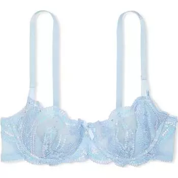 Victoria's Secret Бюстгальтер Dream Angels Wicked Twinkle Strap без подкладки, кружевной, Balcon/LB, женский, синий