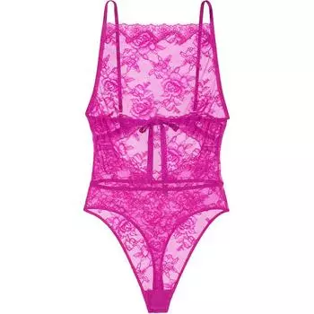 Victoria's Secret Комбинезон с высоким воротом из кружева Rose Lace / OUTRAGEOUS PINK, женский, потрясающий розовый
