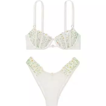 Victoria's Secret Комплект нижнего белья женский белый с вышивкой