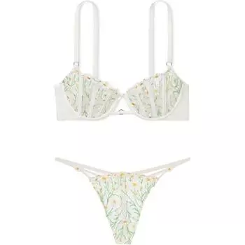 Victoria's Secret Комплект нижнего белья женский белый с вышивкой