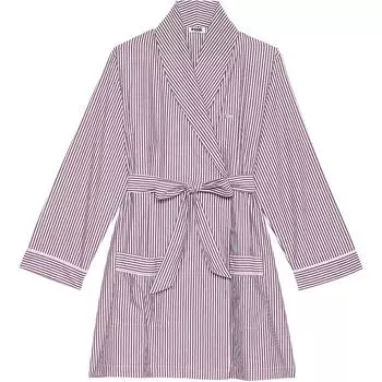 Victoria's Secret Короткий халат из хлопкового поплина PINK / WR SPW/ DG, женский пижамный халат с полосками дикой розы