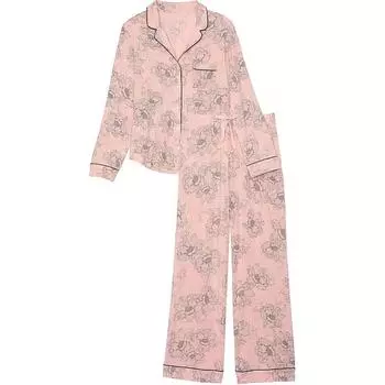 Victoria's Secret Модальный длинный пижамный комплект, женский, розовый, с цветочным рисунком