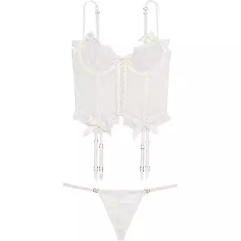 Victoria's Secret ОЧЕНЬ СЕКСУАЛЬНЫЙ/VS ArchivesRoseLaceCroppedCorsetSet/CW Комплект нижнего белья женский, цвет «кокосовый белый»