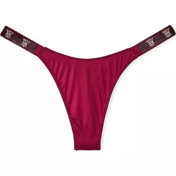 Victoria's Secret Очень сексуальные блестящие трусики-стринги с розовым кружевом на бретельках / красные трусы Campari, женские, 1 упаковка, цвет Gin Balin Red