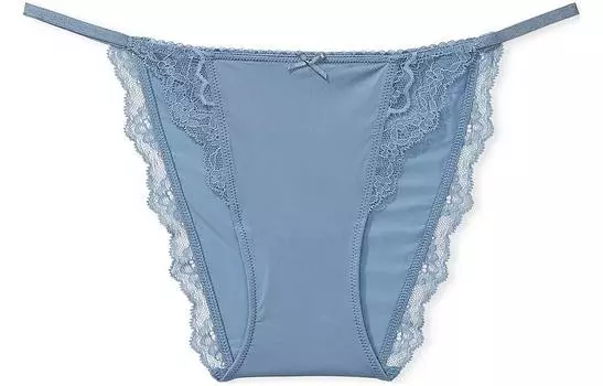 Victoria's Secret PINK DREAM ANGELS, гладкие и кружевные мини-трусики-бикини Sg, женские, 1 упаковка, серо-голубые