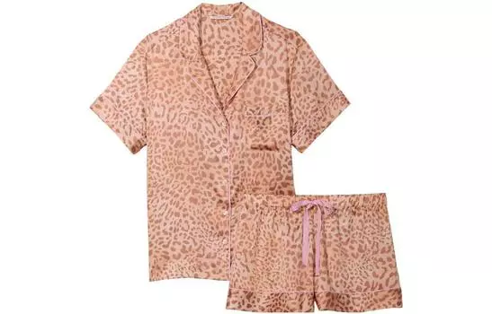 Victoria's Secret Пижамный комплект из атласа, женский, оранжевый, розовый