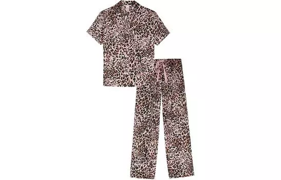 Victoria's Secret Пижамный комплект женский коричневый с анималистичным принтом