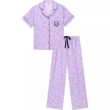 Victoria's Secret Пижамный комплект женский с фиолетовым принтом