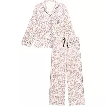 Victoria's Secret Пижамный комплект женский телесно-розовый с леопардовым принтом