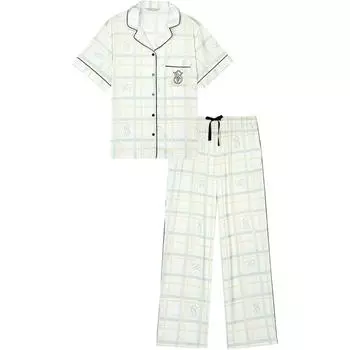 Victoria's Secret Пижамный комплект женский, ванильно-белый, клетчатый