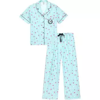 Victoria's Secret Пижамный комплект женский, жаккардовый, с синим фоном, ромашковый