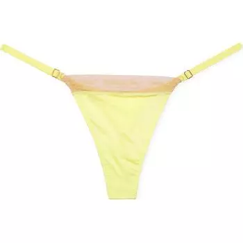 Victoria's Secret РОЗОВЫЕ ОЧЕНЬ СЕКСУАЛЬНЫЕ Трусики-стринги с вышитым логотипом, регулируемые, женские, 1 упаковка, лимонные