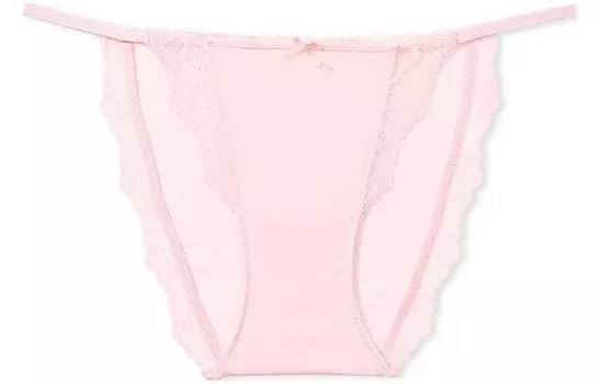 Victoria's Secret Трусики-бикини PINK DREAM ANGELS с кружевной отделкой, женские, 1 шт., светло-розовые