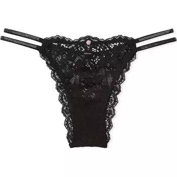 Victoria's Secret Трусики бразильские Dream Angels Twinkle Strap с кружевом / женские трусы B, 1 упаковка, черные