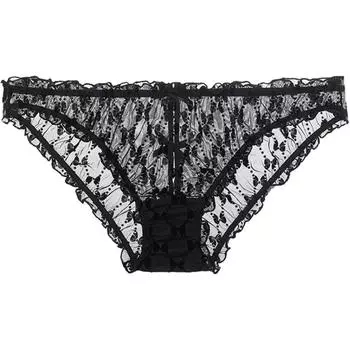 Victoria's Secret Трусы женские, сложенные бантом, наполовину обтянутые ягодицы, черные, 1 упаковка