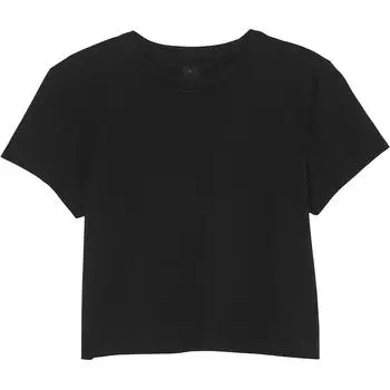 Victoria's Secret Укороченная хлопковая футболка PINK HERITAGE/Чисто-черная женская футболка чисто-черного цвета