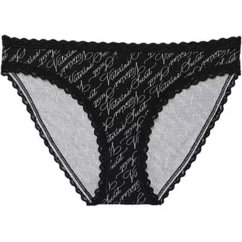 Victoria's Secret Женские трусы LACIE, 1 шт., черные, с буквенным принтом