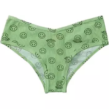 Victoria's Secret Женские трусы PINK, 1 шт., светло-зеленый смайлик
