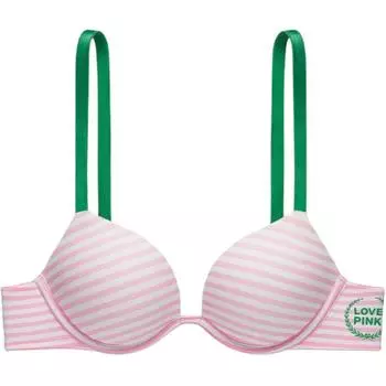 Victoria's Secret Женский бюстгальтер PINK Girlish Bra, розовый, в белую полоску