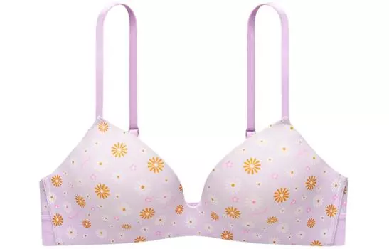 Victoria's Secret Женский бюстгальтер PINK Girlish с принтом фиолетовых ромашек