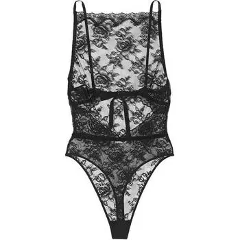 Victoria's Secret Женский комбинезон с высоким воротом и кружевом Rose Lace / BLACK