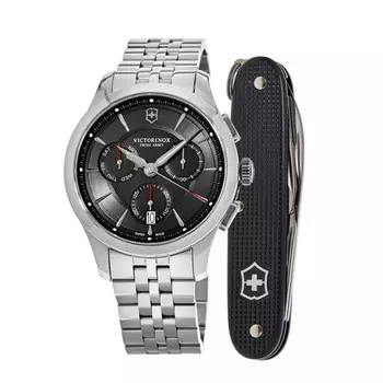 Victorinox Swiss Army Alliance Chronograph черные стальные часы мужские 241745.1