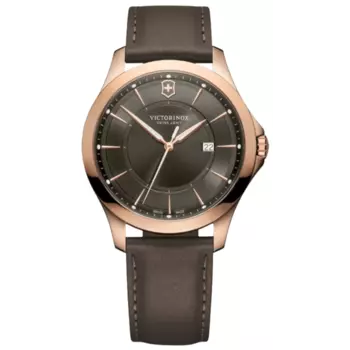 Victorinox Swiss Army Alliance кварцевые мужские часы с серым циферблатом и кожаным ремешком 241908, серый