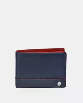Victorio & Lucchino Американский мужской кошелек из комбинированной кожи бордового и оранжевого цветов, тёмно-синий