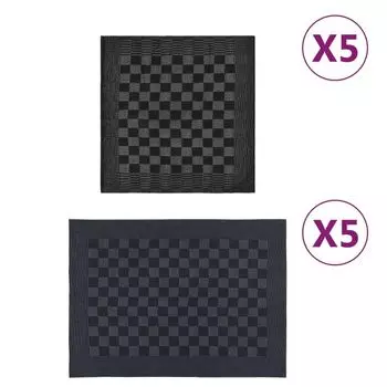 VidaXL 10 шт. Комплект полотенец черный и серый хлопок
