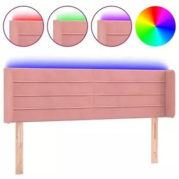 VidaXL Изголовье LED розовое 147x16x78/88 см бархат, розовый