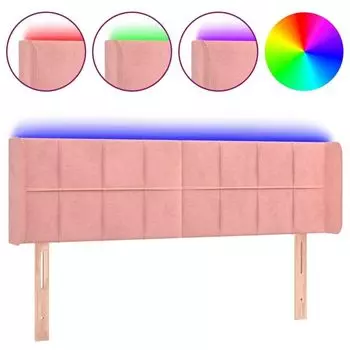 VidaXL Изголовье LED розовое 147x16x78/88 см бархат, розовый