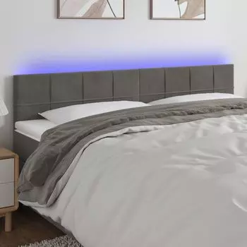 VidaXL Изголовье LED темно-серое 200x5x78/88 см бархат, серый
