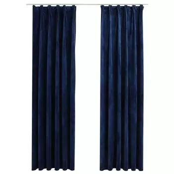 VidaXL Крючки для плотных штор 2 шт. Бархатные, темно-синие, 140x225см