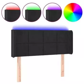 VidaXL LED Изголовье черного цвета, 83x16x78/88 см, бархатное