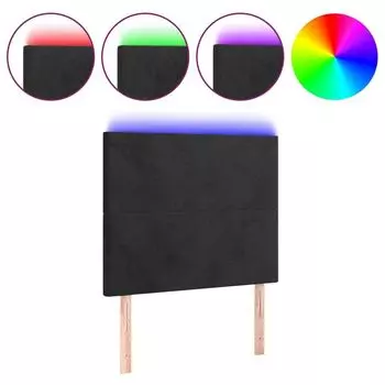 VidaXL LED Изголовье кровати Черное 100x5x118/128 см Бархатное