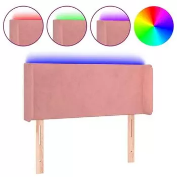 VidaXL LED Изголовье кровати Розовый 103x16x78/88 см Бархат