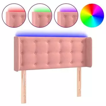VidaXL LED Изголовье кровати Розовый 103x16x78/88 см Бархат