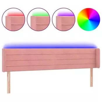 VidaXL LED Изголовье кровати Розовый 203x16x78/88 см Бархат