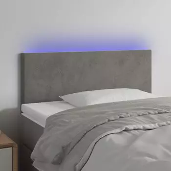 VidaXL LED изголовье светло-серое 100x5x78/88 см бархат, серый