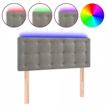VidaXL LED изголовье светло-серое 80x5x78/88 см бархат, серый
