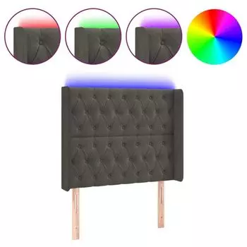 VidaXL LED изголовье темно-серое 103x16x118/128 см бархат, серый