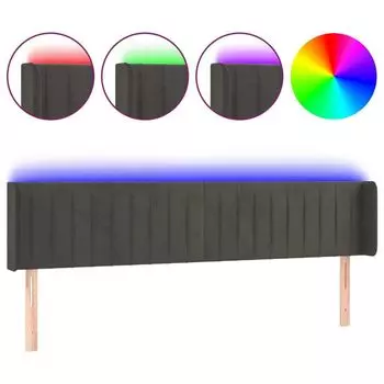 VidaXL LED изголовье темно-серое 183x16x78/88 см бархат