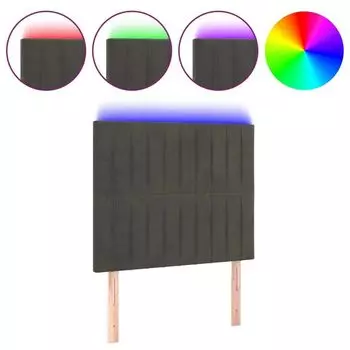 VidaXL LED изголовье темно-серое 80x5x118/128 см бархат