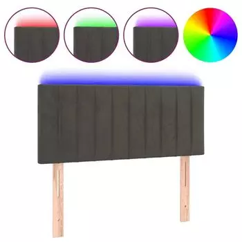 VidaXL LED изголовье темно-серое 80x5x78/88 см бархат, серый