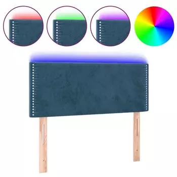 VidaXL LED изголовье темно-синий 90x5x78/88 см бархат