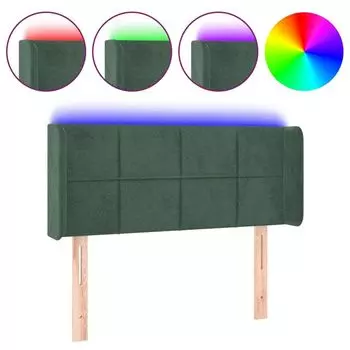 VidaXL LED изголовье темно-зеленое 83x16x78/88 см бархат, зеленый