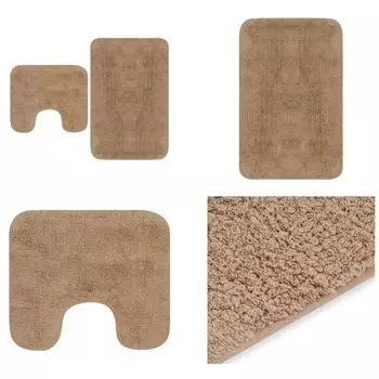 VidaXL Набор ковриков для ванной, 2 предмета, ткань бежевого цвета - Коврик для ванной - Коврики для ванной - Коврик для ванной - Коврики для ванной, бежевый