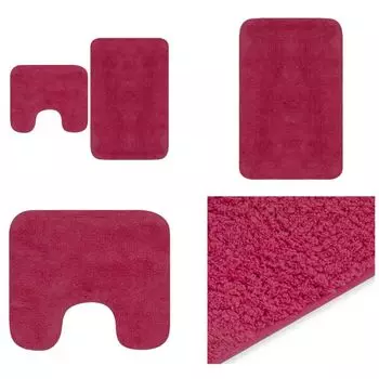 VidaXL Набор ковриков для ванной, 2 предмета, ткань цвета фуксии - Коврик для ванной - Коврики для ванной - Коврик для ванной - Коврики для ванной, розовый