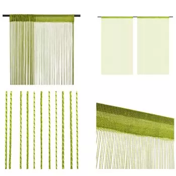 VidaXL ниточные шторы 2 шт. 140 х 250 см зеленые - ниточные шторы - ниточные шторы - ниточные шторы - ниточные шторы, зеленый